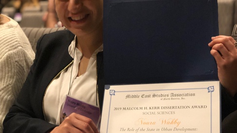 Dr. Noura Wahby awarded the prestigious Malcolm Kerr Dissertation Award in Social Sciences at MESA